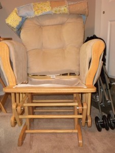 The chair before.  The springs have been removed as well as the top pad.  If you sat down, you'd fall right through!